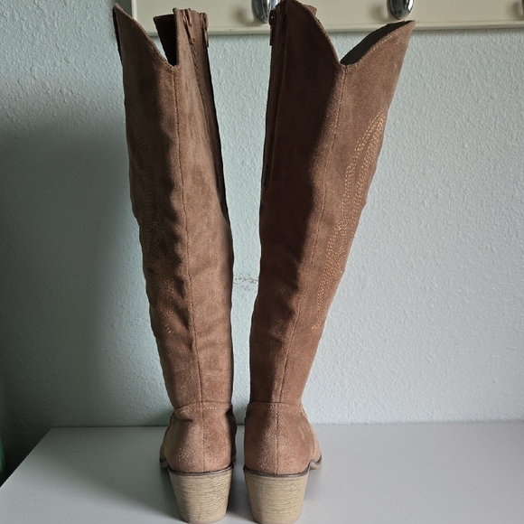 Brown Suede Knee-High Boots - Picture 5 of 11
